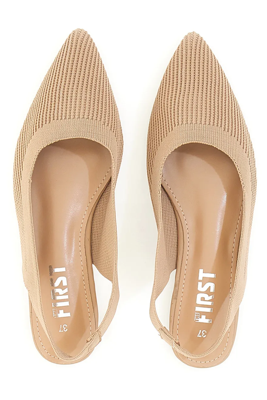 Ballerine slingback beige in tessuto The First PREA617