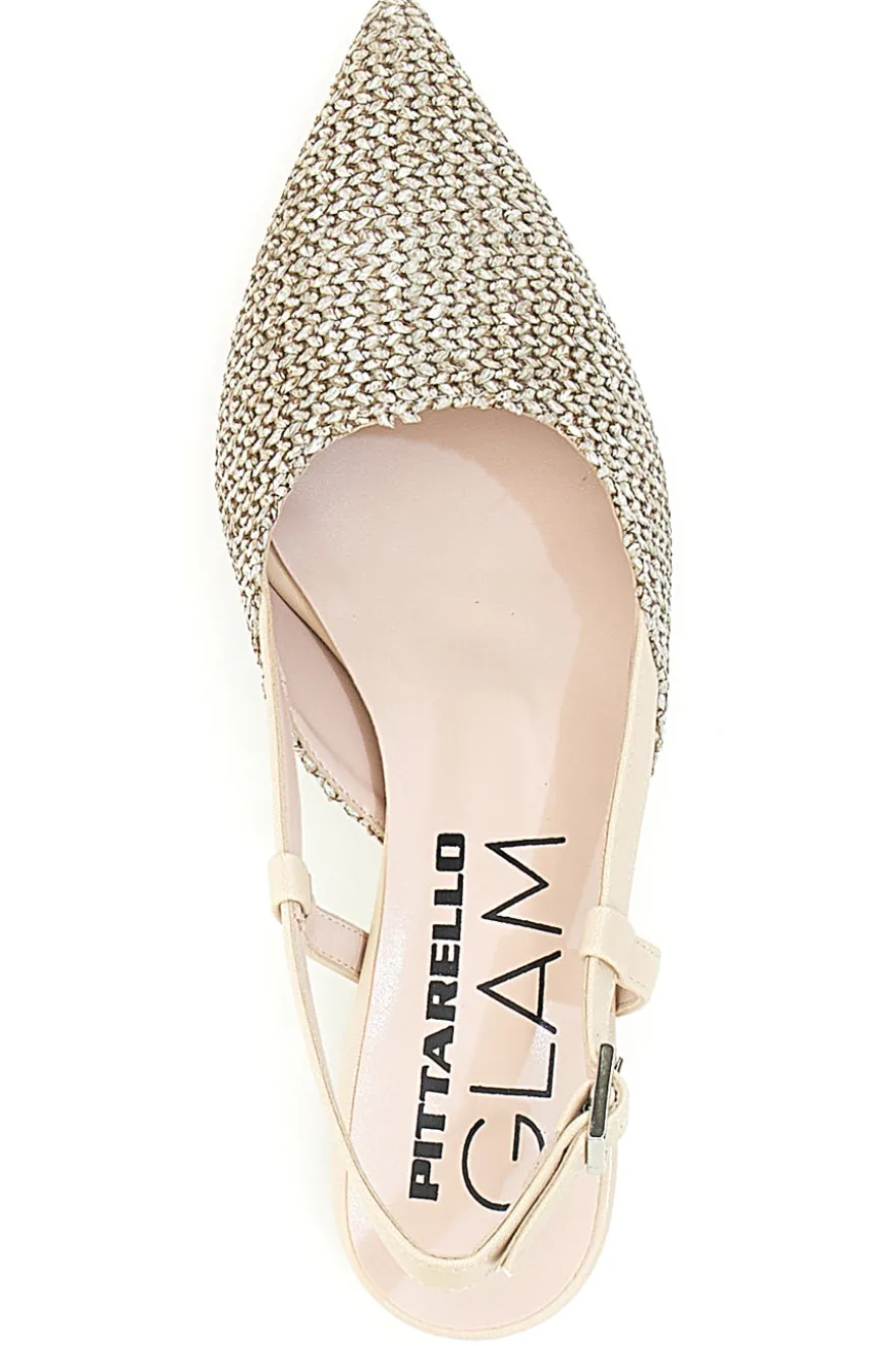 Ballerine Slingback Beige con Tomaia Intrecciata PITTARELLO GLAM 3124
