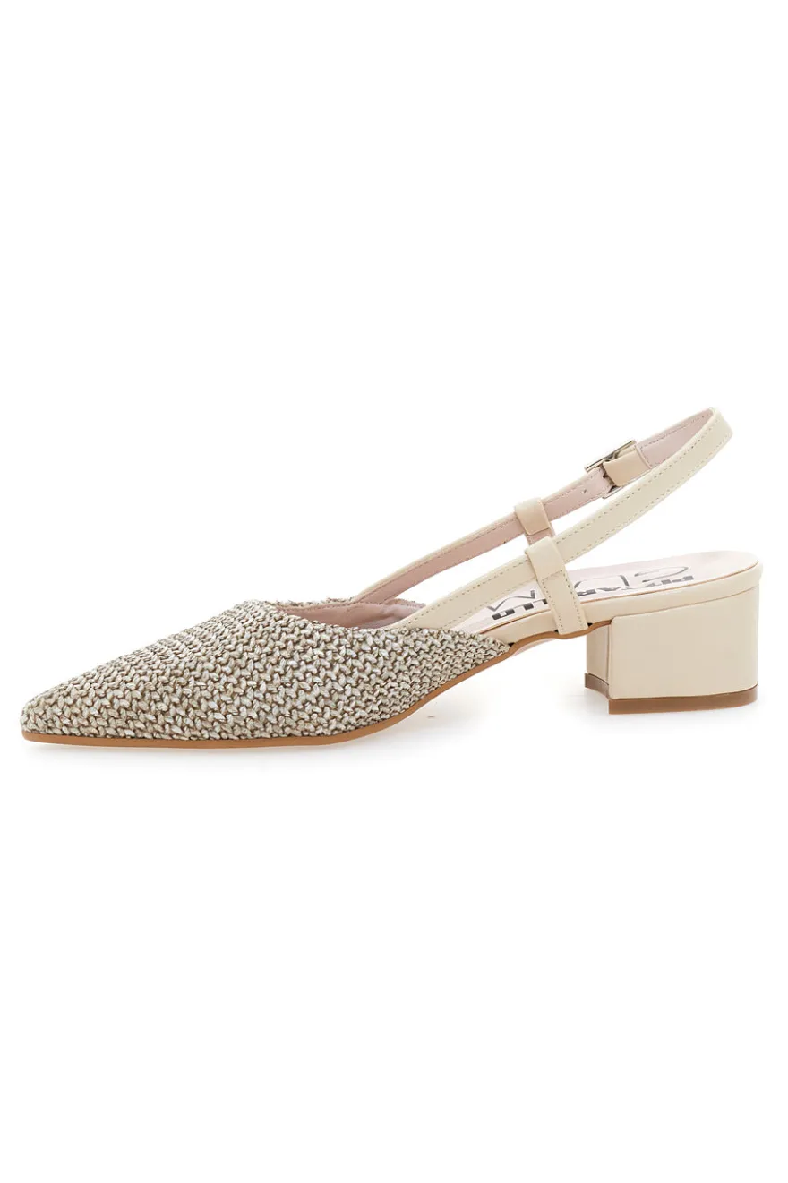 Ballerine Slingback Beige con Tomaia Intrecciata PITTARELLO GLAM 3124