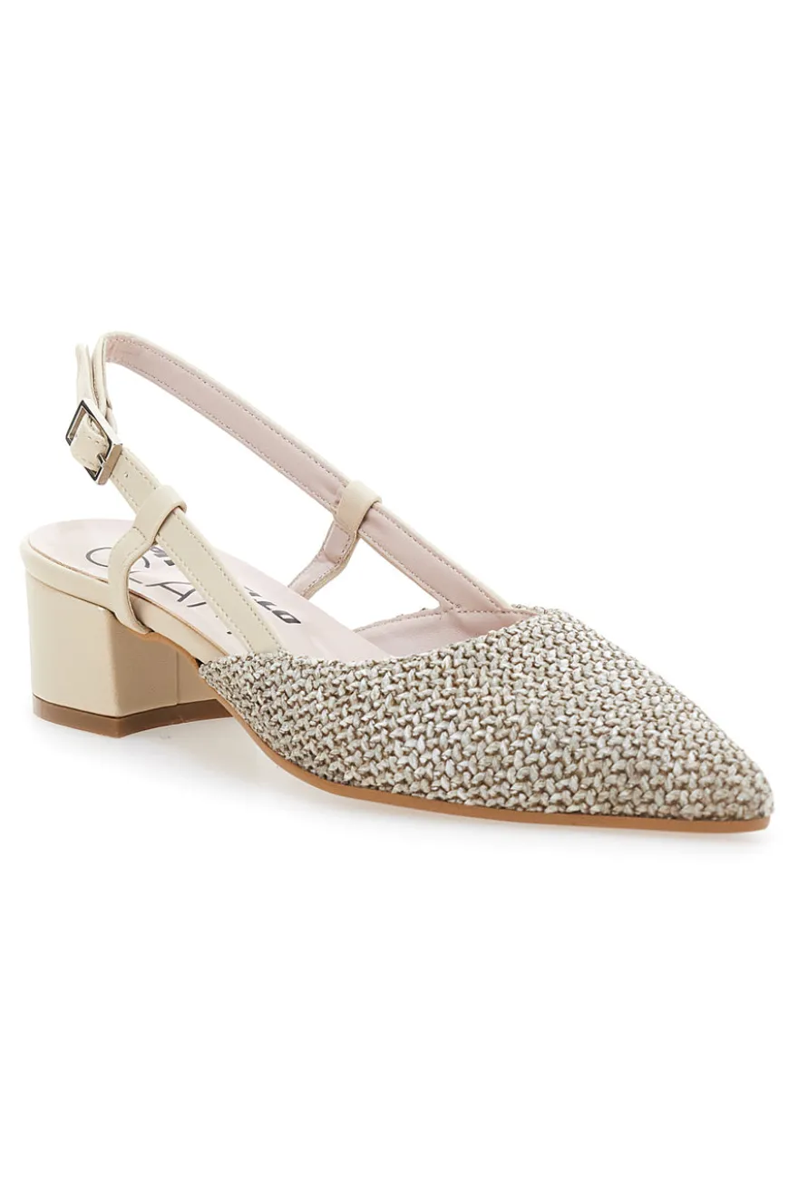 Ballerine Slingback Beige con Tomaia Intrecciata PITTARELLO GLAM 3124