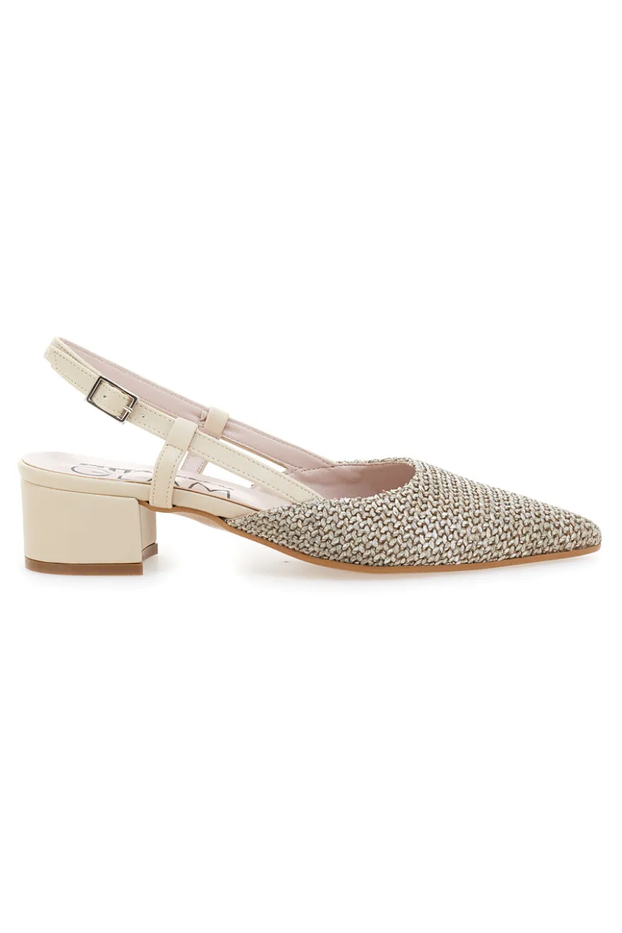 Ballerine Slingback Beige con Tomaia Intrecciata PITTARELLO GLAM 3124