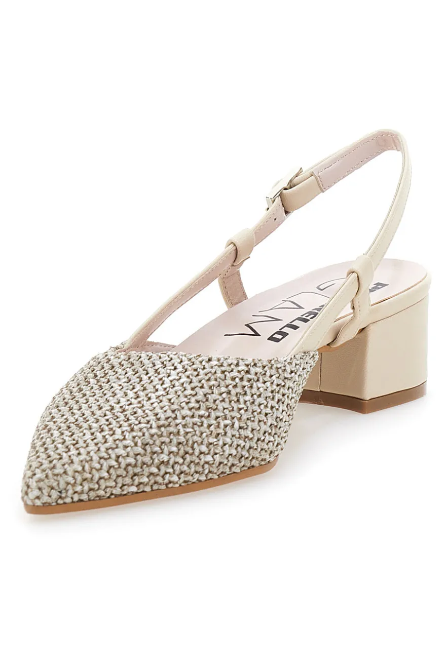 Ballerine Slingback Beige con Tomaia Intrecciata PITTARELLO GLAM 3124