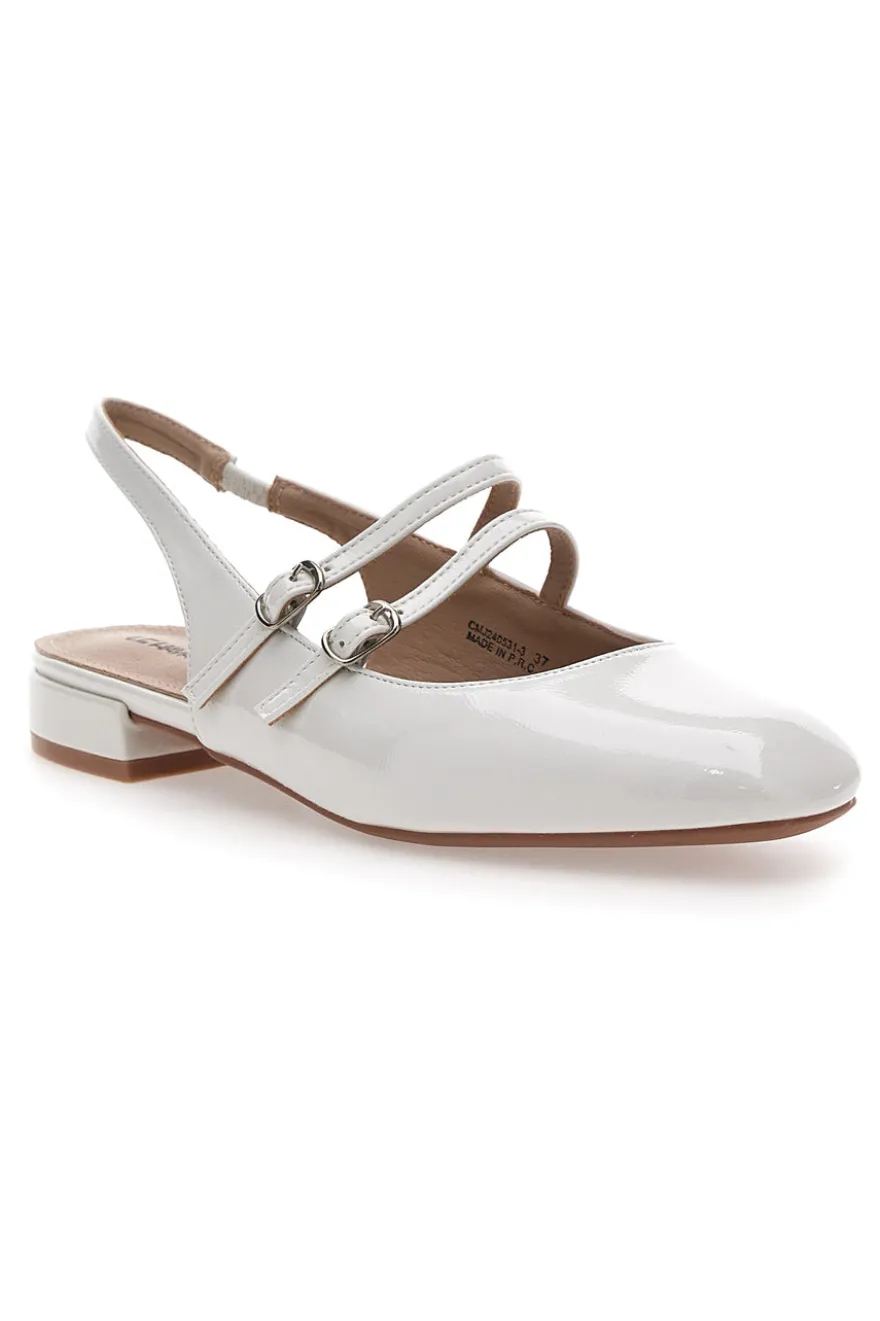 Ballerine Slingback Bianchi Effetto Vernice con Cinturini LE HAVRE PARIS CMJ2405313
