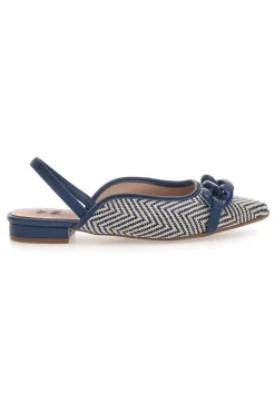 Ballerine slingback blu con fiocco e punta a contrasto Me & Me D729H1