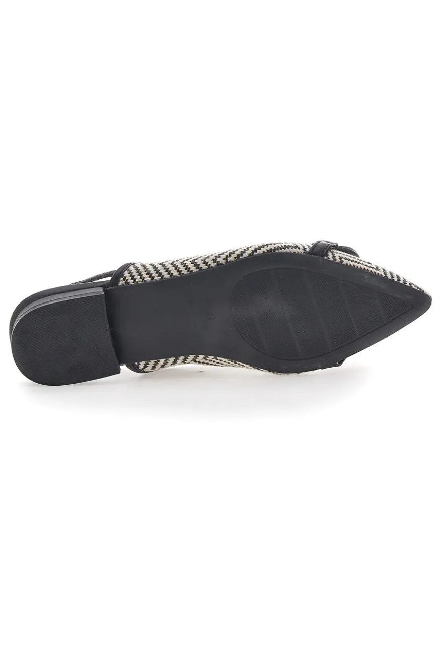 Ballerine slingback nere con fiocco e punta a contrasto Me & Me D729H1