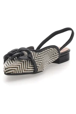 Ballerine slingback nere con fiocco e punta a contrasto Me & Me D729H1