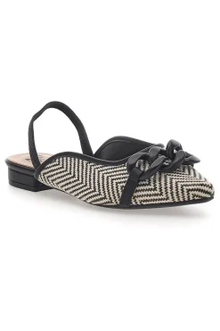 Ballerine slingback nere con fiocco e punta a contrasto Me & Me D729H1