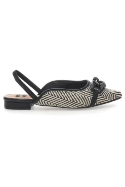 Ballerine slingback nere con fiocco e punta a contrasto Me & Me D729H1