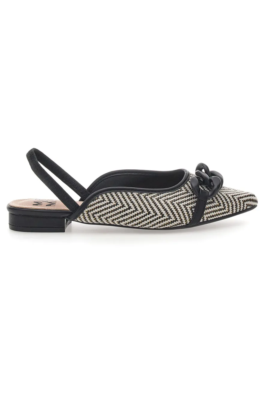 Ballerine slingback nere con fiocco e punta a contrasto Me & Me D729H1