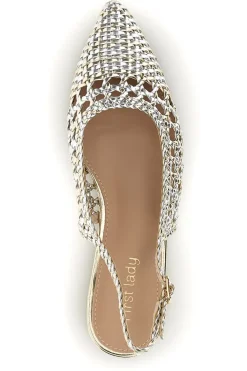 Ballerine slingback oro intrecciate con punta affusolata First Lady P661