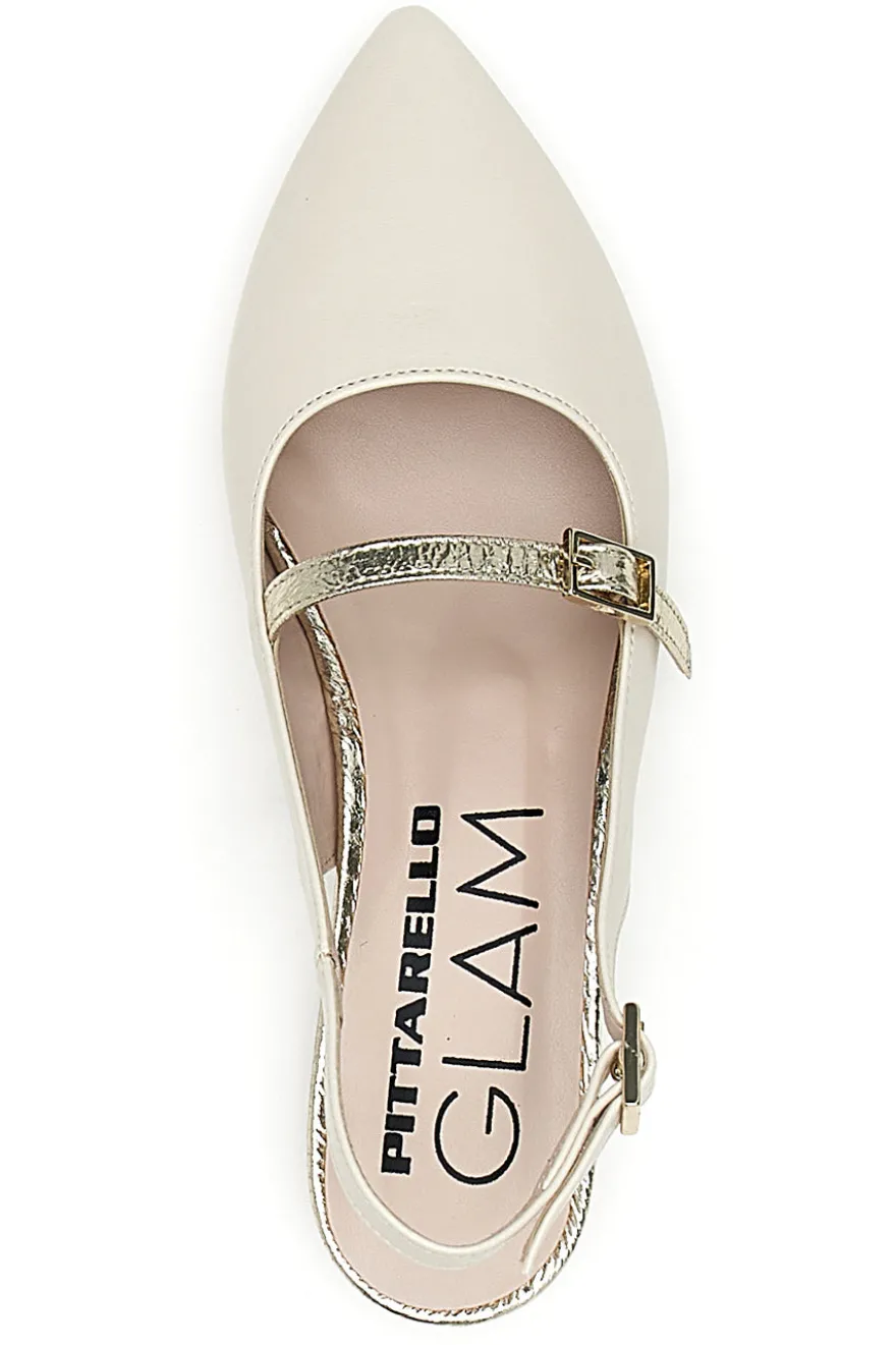 Ballerine Slingback Panna Con Cinturino Frontale PITTARELLO GLAM 2888