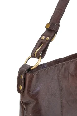Basile BA3665TI Cognacbraune Handtasche aus echtem Leder mit Reißverschluss