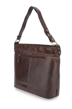 Basile BA3665TI Cognacbraune Handtasche aus echtem Leder mit Reißverschluss