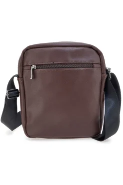 BASILE BS522-4 Schwarze Schultertasche in Ghost Brown mit Kontrastnähten