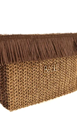 Basile CLASS BA27401 Braun gewebte Fransen Strand Clutch Tasche