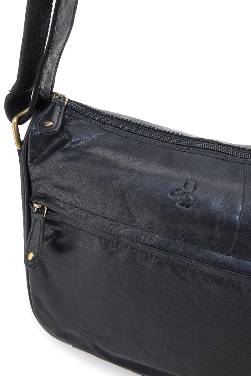 Basile CLASS BA3544TI Schwarze Reißverschlusstasche aus echtem Leder