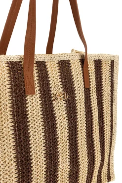 Basile gewebt beige und braun Strandtasche BA27409