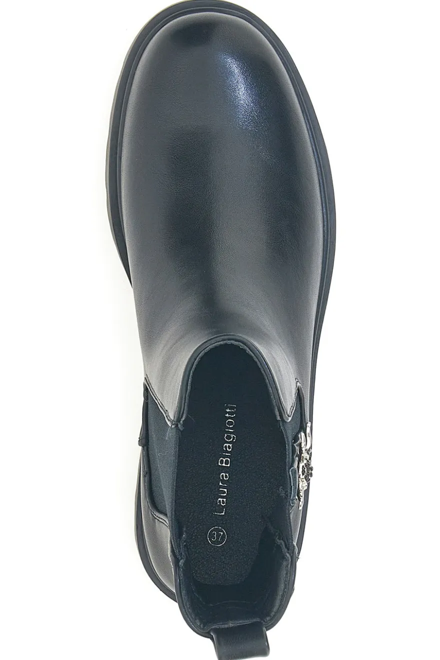 Beatles neri con elastico gioiello e suola carrarmato Laura Biagiotti 9324