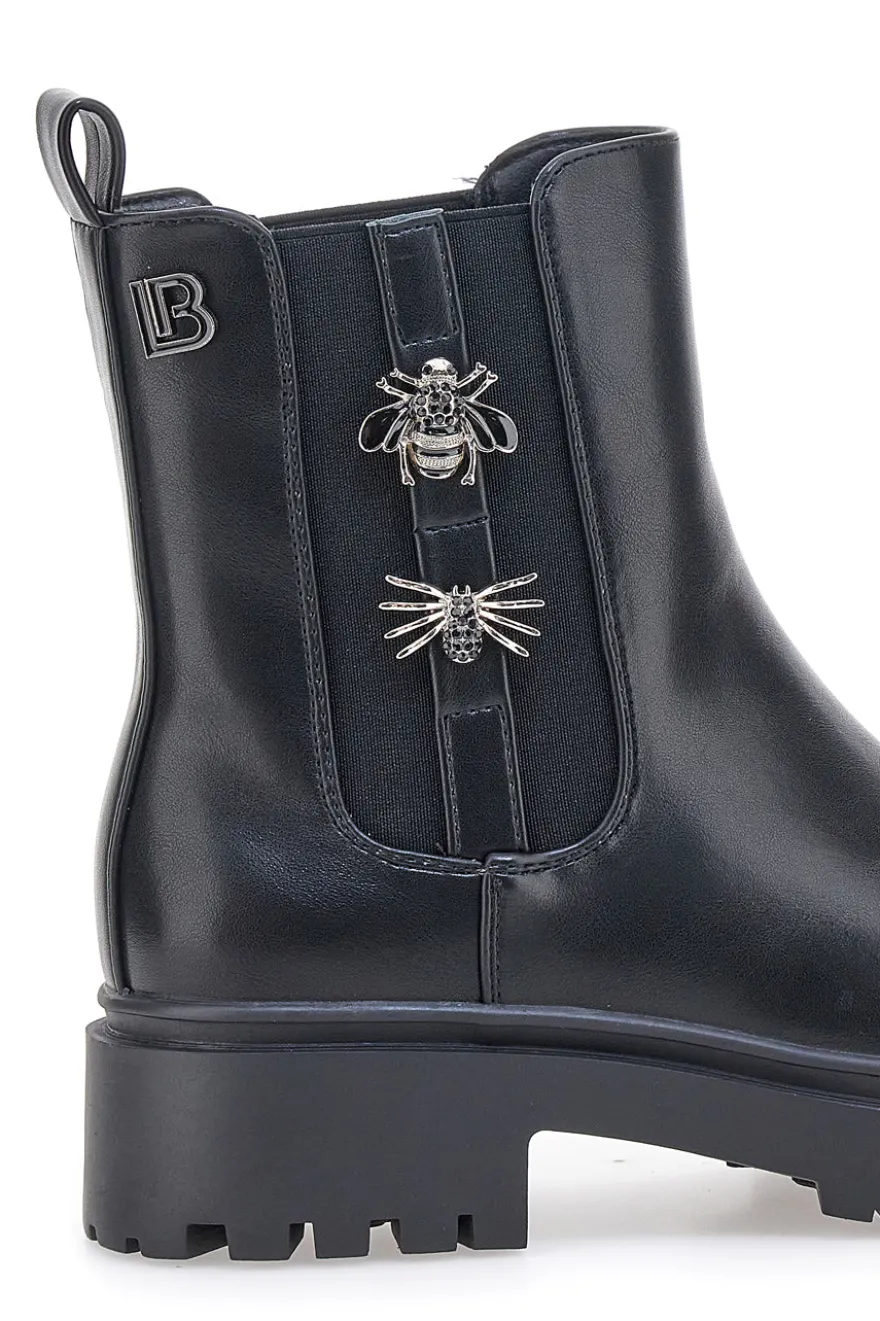 Beatles neri con elastico gioiello e suola carrarmato Laura Biagiotti 9324