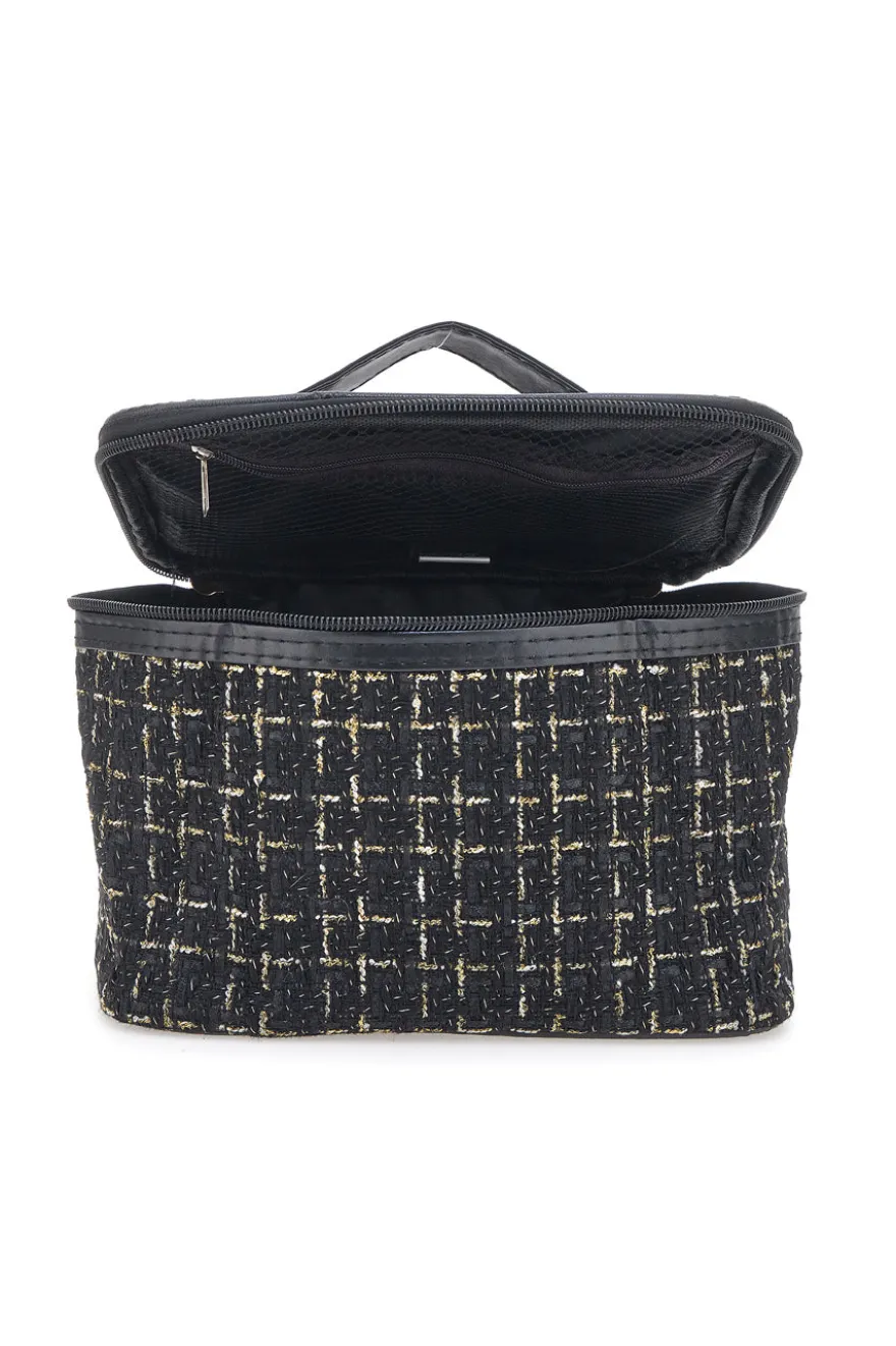 Beauty case nero con tessuto intrecciato JUICE ATENE 099