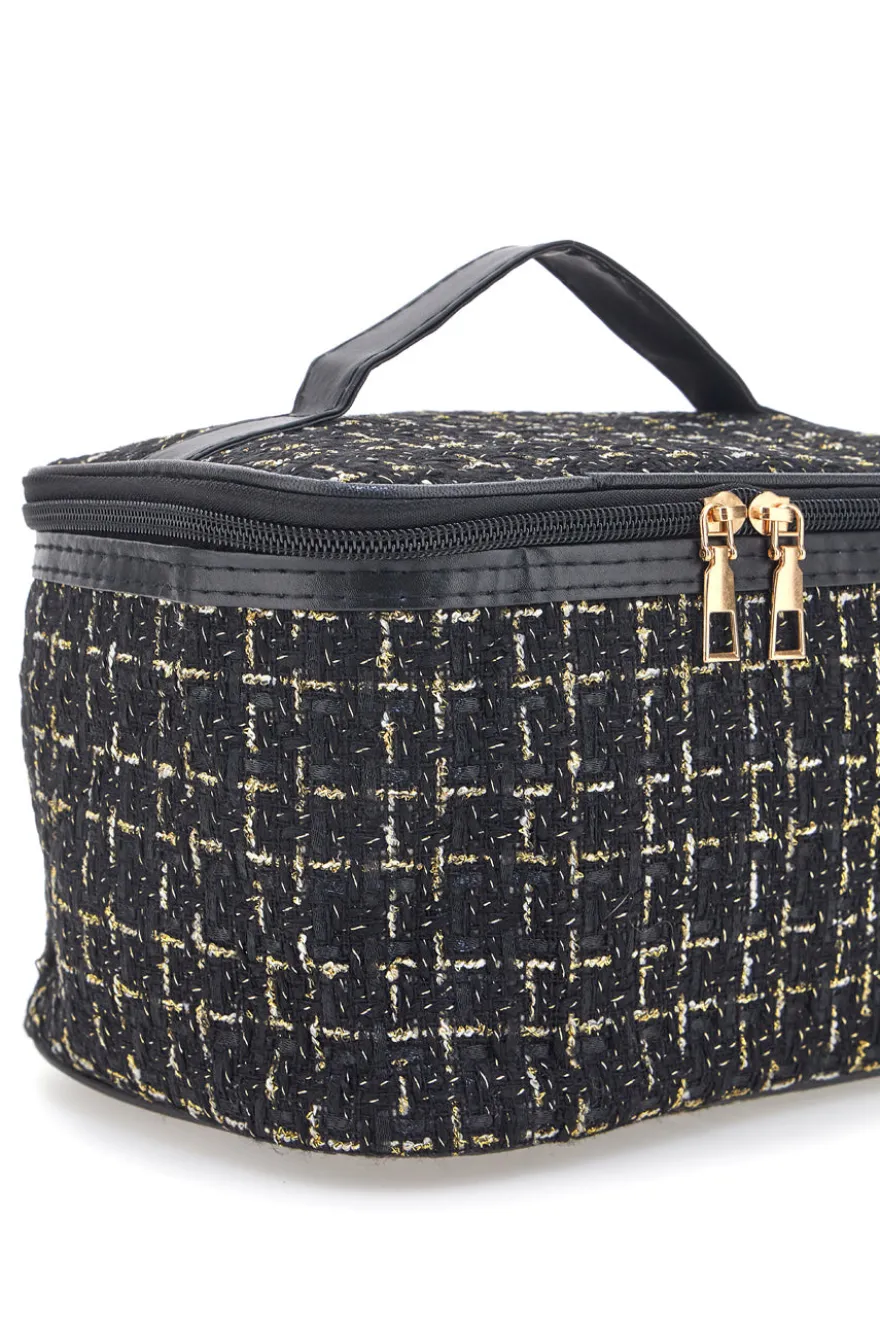 Beauty case nero con tessuto intrecciato JUICE ATENE 099