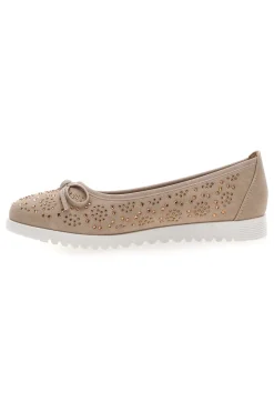 Beige Ballerinas mit Glitter und dekorativer Schleife MIO TEMPO MINA362