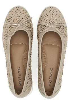 Beige Ballerinas mit Glitter und dekorativer Schleife MIO TEMPO MINA362