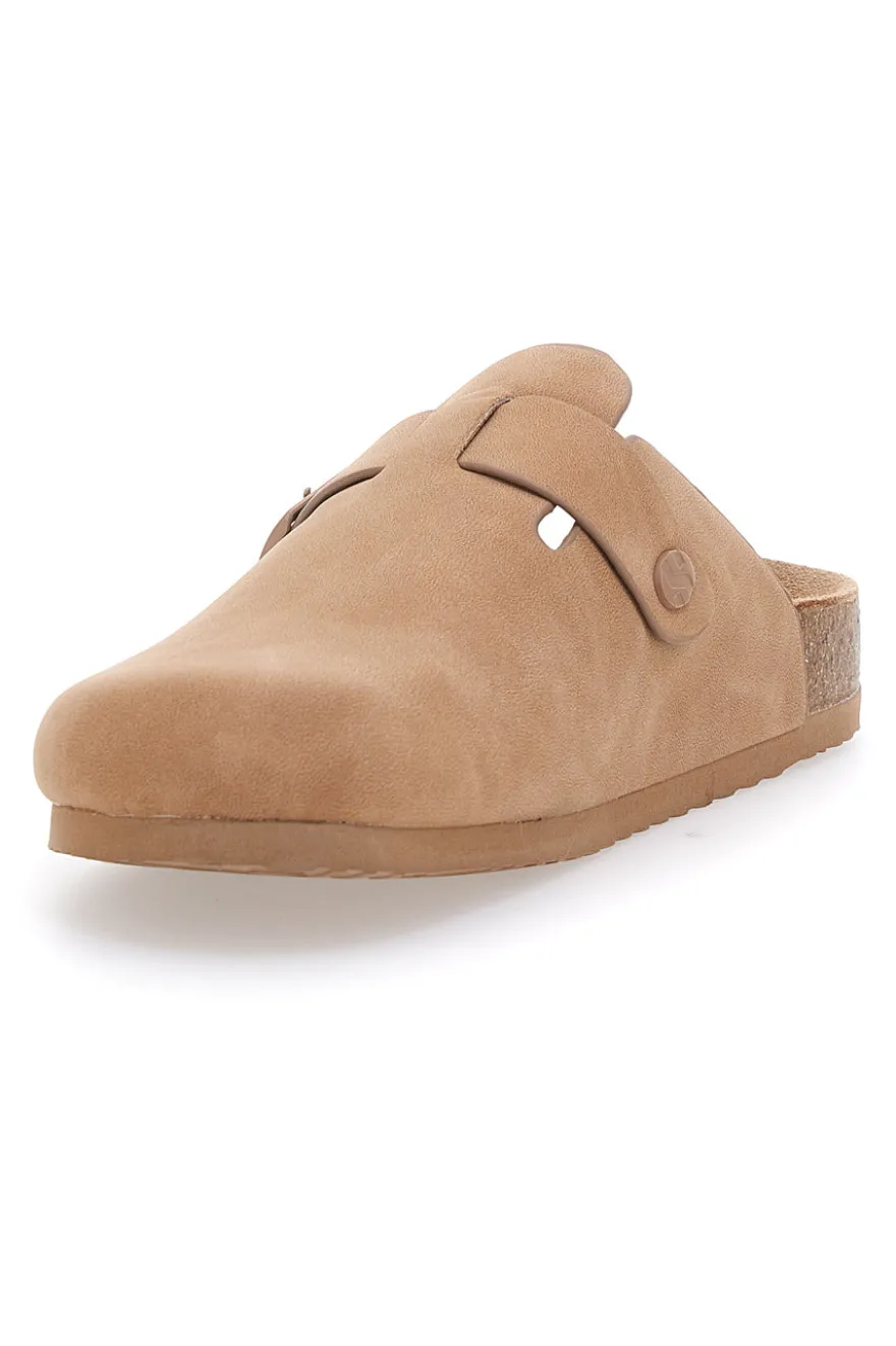 Beige Clogs mit Schnalle und vorgeformter Lederinnensohle SUPERGA S11U700