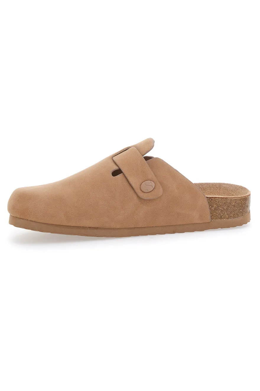 Beige Clogs mit Schnalle und vorgeformter Lederinnensohle SUPERGA S11U700