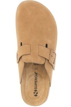 Beige Clogs mit Schnalle und vorgeformter Lederinnensohle SUPERGA S11U700