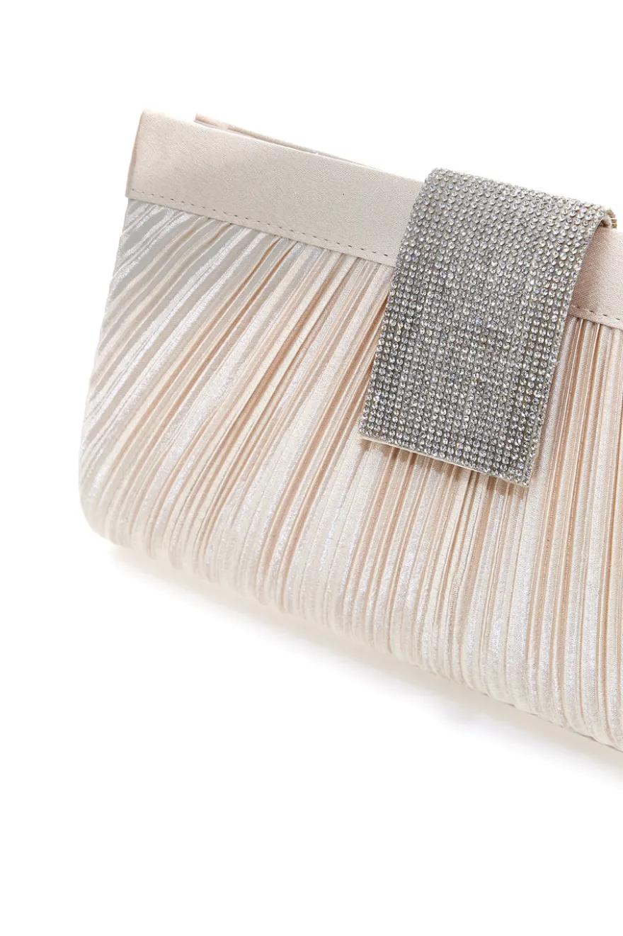 Beige Clutch mit Glitzerverschluss Coveri SERA0149