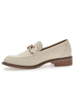 Beige Damen-Loafer mit goldenem Bit Le Havre Paris 1133