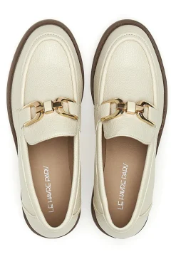 Beige Damen-Loafer mit goldenem Bit Le Havre Paris 1133