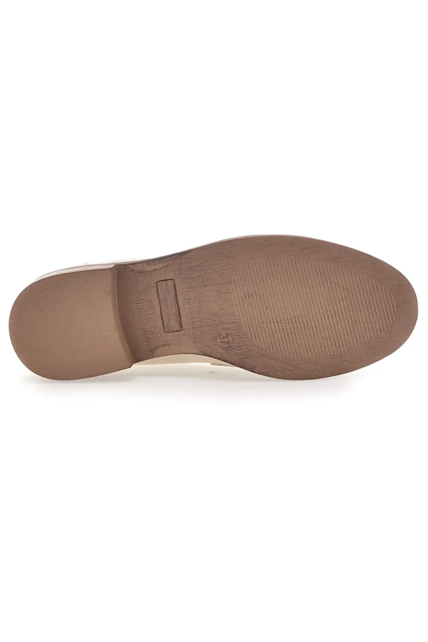 Beige Damen-Loafer mit goldenem Bit Le Havre Paris 1133