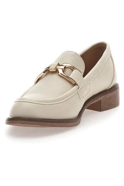 Beige Damen-Loafer mit goldenem Bit Le Havre Paris 1133