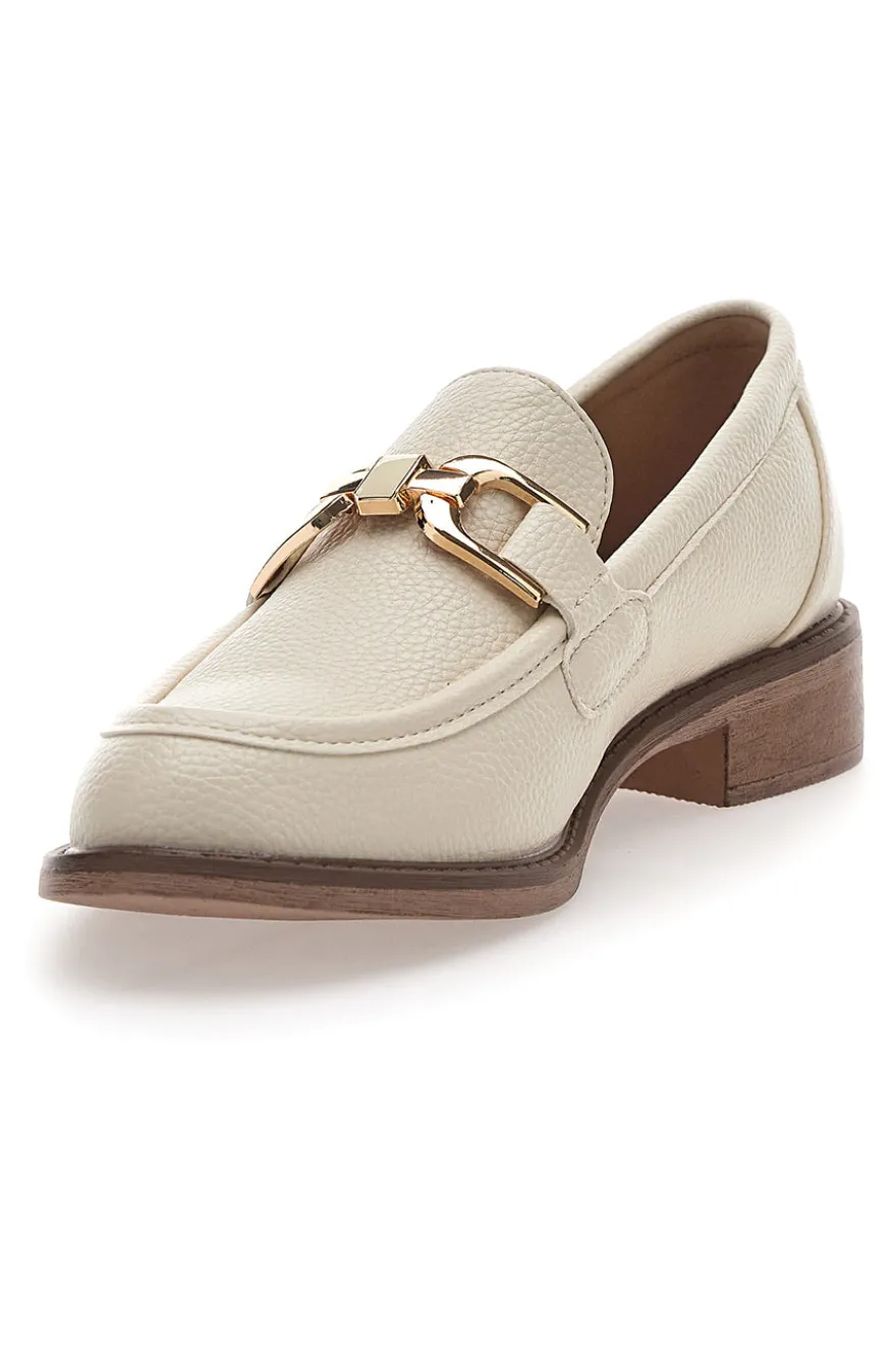 Beige Damen-Loafer mit goldenem Bit Le Havre Paris 1133