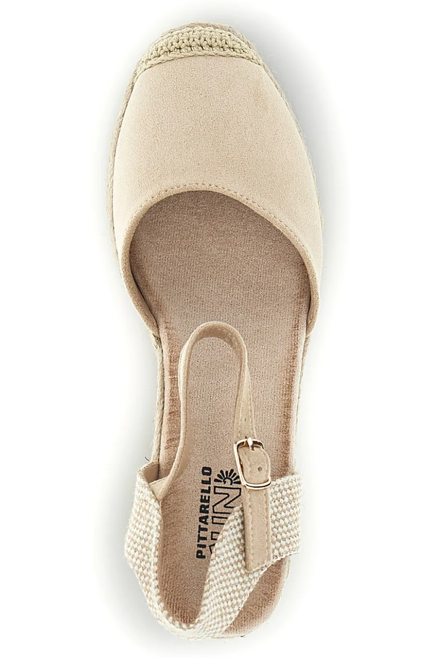 Beige Espadrille Sandalen mit Seil Keil Pittarello Sun Bl2