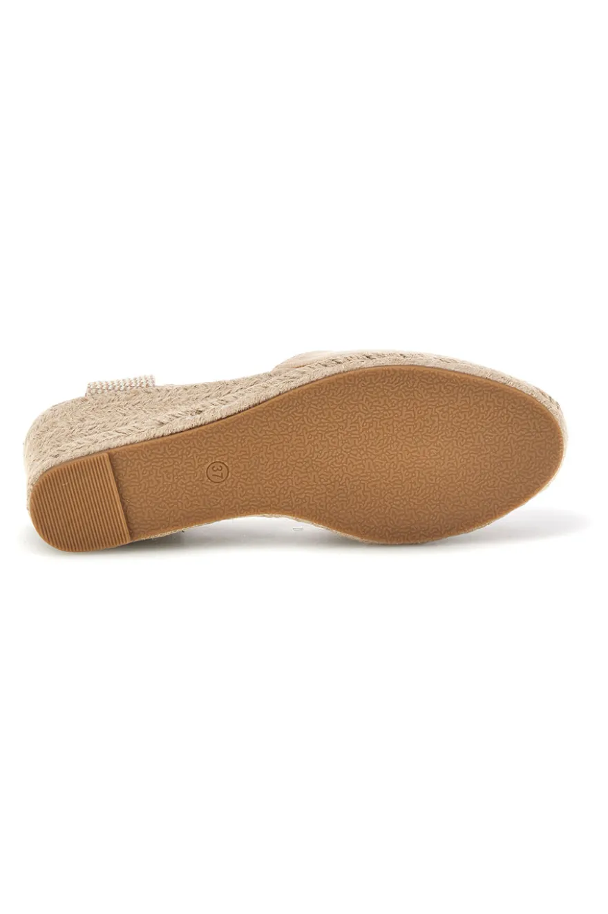Beige Espadrille Sandalen mit Seil Keil Pittarello Sun Bl2