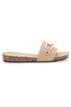 Beige Hausschuhe mit dekorativer Schnalle FUN BEACH 181003