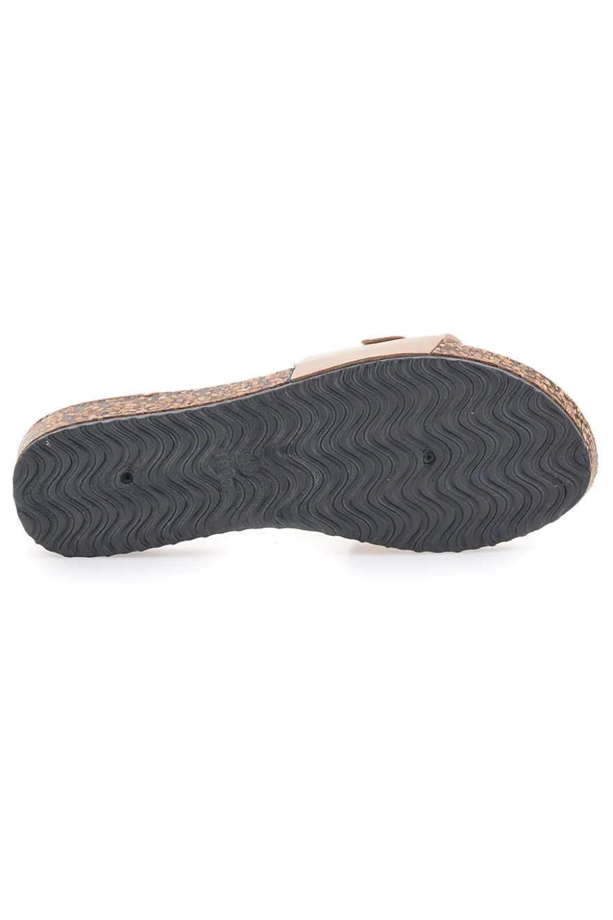 Beige Hausschuhe mit dekorativer Schnalle FUN BEACH 181003