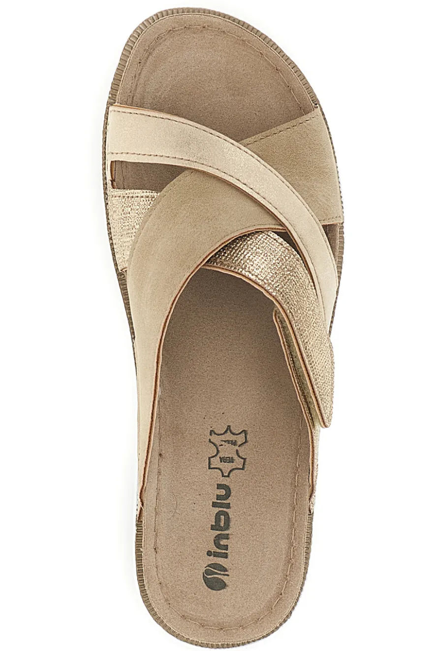 Beige Hausschuhe mit gekreuzten Riemen Inblu 57 CN