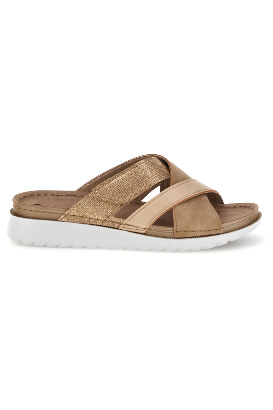 Beige Hausschuhe mit gekreuzten Riemen Inblu 57 CN