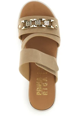 Beige Hausschuhe mit Hufeisen und verstellbarem Riemen Prima riga B315