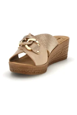 Beige Hausschuhe mit Keil und anatomischem Fußbett Inblu 16 GO