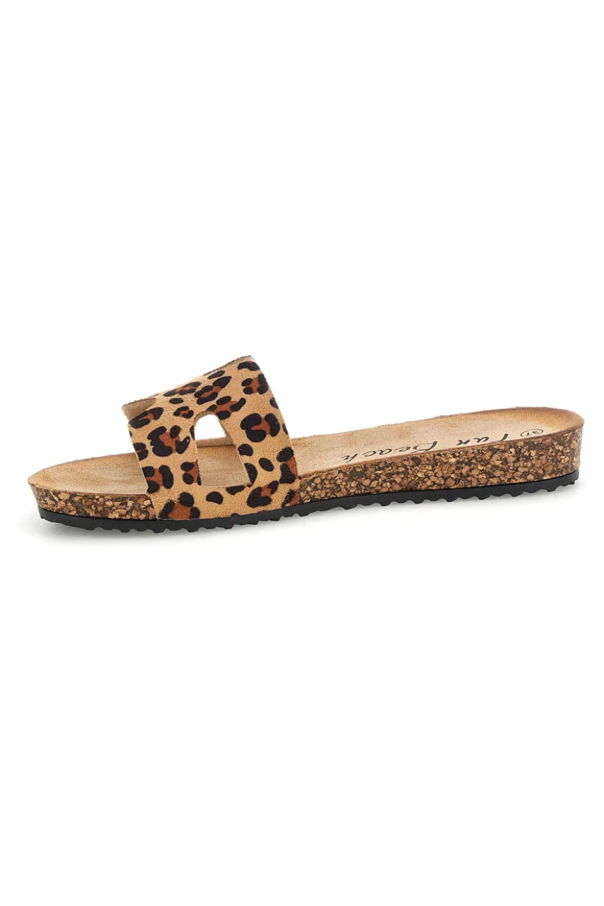 Beige Hausschuhe mit Tierdruck Fun beach 181010