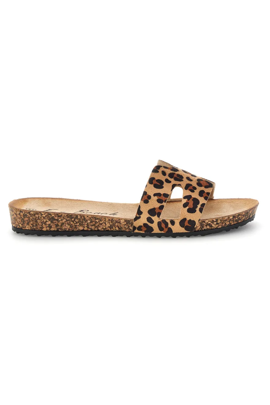 Beige Hausschuhe mit Tierdruck Fun beach 181010