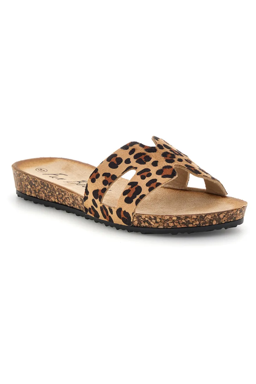 Beige Hausschuhe mit Tierdruck Fun beach 181010