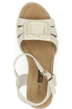 Beige Keilsandalen mit Riemen und glänzenden Details Energy E483