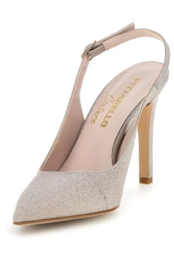 Beige Pumps mit Glitzer und Riemen Pittarello couture 3016