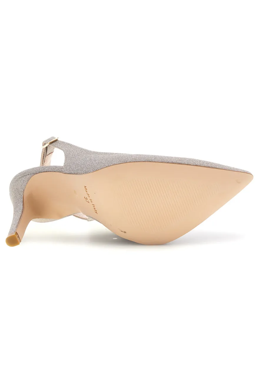 Beige Pumps mit Glitzer und Riemen Pittarello couture 3016